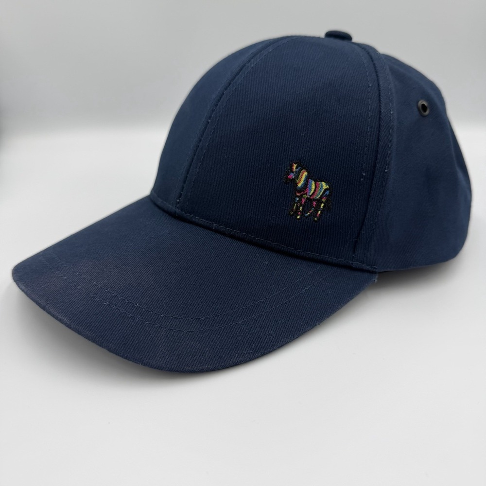 Paul Smith Navy Organic Cotton Baseball Cap with Zebra Logo Adjustable